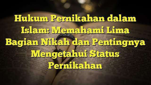 Hukum Pernikahan Dalam Islam Memahami Lima Bagian Nikah Dan Pentingnya Mengetahui Status 6508